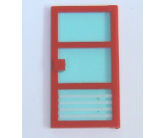 Door 1 x 4 x 6 with 3 Panes with Trans-Light Blue Glass with 4 White Stripes Pattern (Sticker) - Set 7892