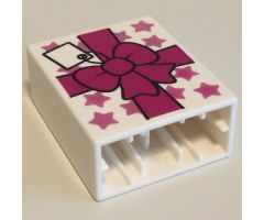 Duplo, Brick 1 x 2 x 2 with Present / Gift with Bow and Stars Pattern (10505)