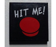 Tile 2 x 2 with White 'HIT ME!' and Red Button Pattern (Sticker) - Set 7886