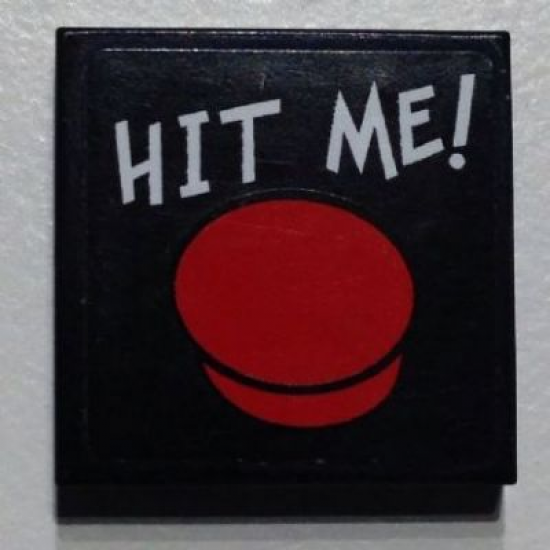 Tile 2 x 2 with White 'HIT ME!' and Red Button Pattern (Sticker) - Set 7886