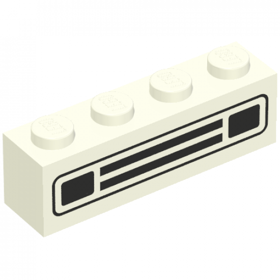 Brick 1 x 4 with Car Grille Black Pattern (Embossed Print)