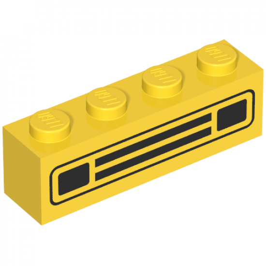Brick 1 x 4 with Car Grille Black Pattern (Embossed Print)