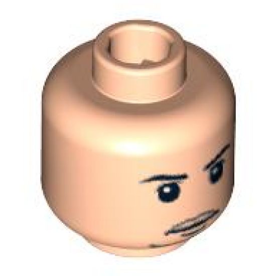 Minifigure, Head Male Thin Mouth with Chin Whiskers Pattern - Blocked Open Stud