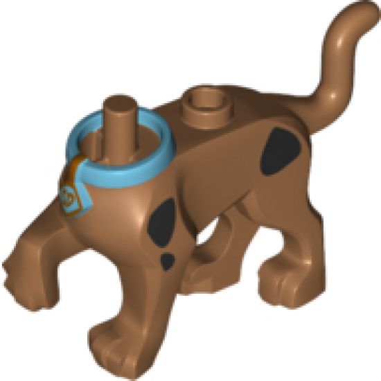 Animal, Body Part Dog Middle Great Dane Scooby-Doo Walking with Right Front Leg Raised and Medium Azure Collar Pattern