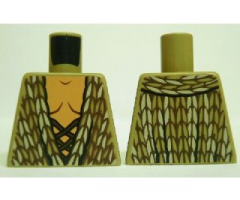 Torso LotR Vest with Woven Tan and Dark Tan Fabric and Dark Brown Laces Pattern