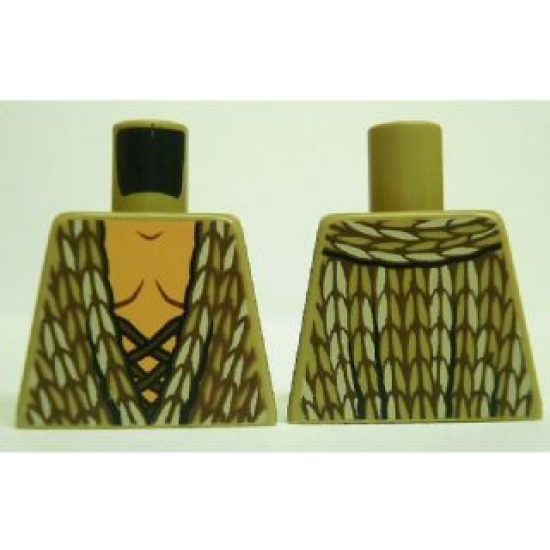 Torso LotR Vest with Woven Tan and Dark Tan Fabric and Dark Brown Laces Pattern
