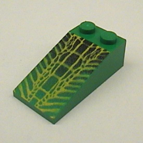 Slope 18 4 x 2 with Black and Yellow Alligator / Crocodile Scales Pattern