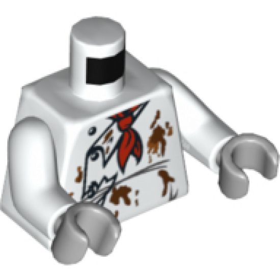 Torso Monster Fighters with Jacket, Red Scarf and Food Stains Pattern / White Arms / Light Bluish Gray Hands