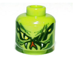 Minifigure, Head Alien with Yellow Snake Eyes and Mouth with Fangs Pattern - Blocked Open Stud