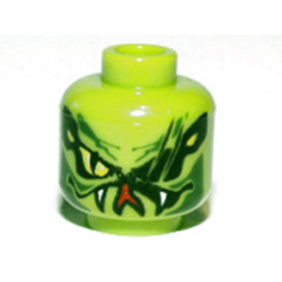 Minifigure, Head Alien with Yellow Snake Eyes and Mouth with Fangs Pattern - Blocked Open Stud