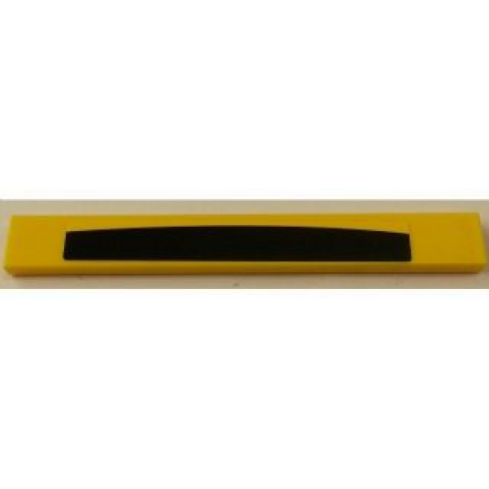 Tile 1 x 8 with Black Bow truncated on Yellow Background Pattern (Sticker) - Set 8143