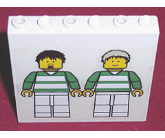Brick 1 x 6 x 5 with Two Soccer Players Pattern (Sticker) - Sets 3414 / 3419