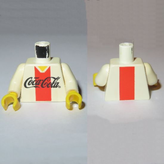 Torso Coca-Cola Logo with V-Neck Shirt and Red Stripe Pattern / White Arms / Yellow Hands