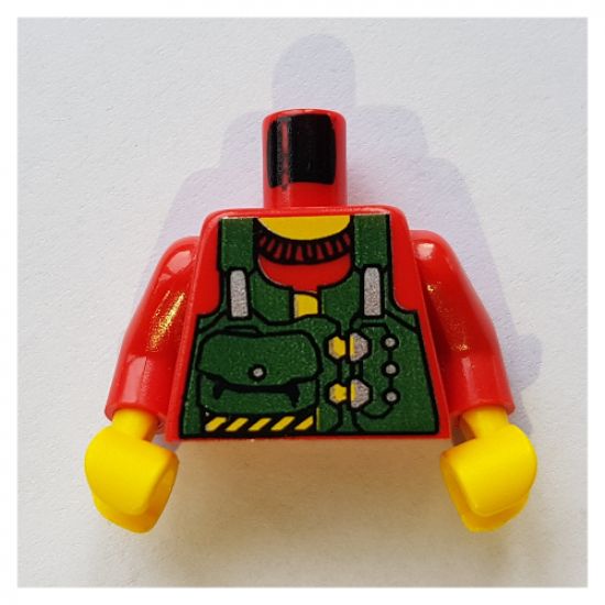 Torso Rock Raiders Green Vest with Pouches Pattern (Bandit) / Red Arms / Yellow Hands