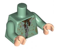 Torso Female Robe with Silver Zipper and Trim, Medium Nougat Trees Pattern / Sand Green Arms / Light Nougat Hands