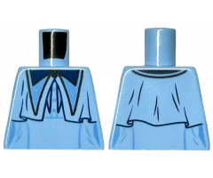 Torso Female Dark Blue Bow Tie and Long Collar Ruffle Pattern