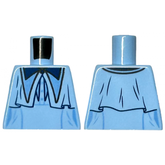 Torso Female Dark Blue Bow Tie and Long Collar Ruffle Pattern