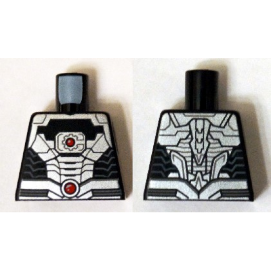Torso Black and Silver Armor Plating with 2 Red Circles Pattern (Cyborg)