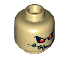 Minifigure, Head Dual Sided Alien with Red Eyes, Dark Tan Patches with Stitches Front and Back, Closed / Open Mouth Pattern (Scarecrow) - Hollow Stud