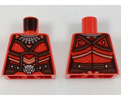 Torso Female Ornate Tribal Costume, Silver Necklace and Panther Buckle, Gold and Brown Piping Pattern