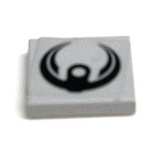 Tile 2 x 2 with Black Crescent Pattern (Sticker) - Set 7709