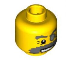 Minifigure, Head Glasses with Monocle on Chain and Bushy Dark Bluish Gray Eyebrows and Moustache Pattern - Blocked Open Stud