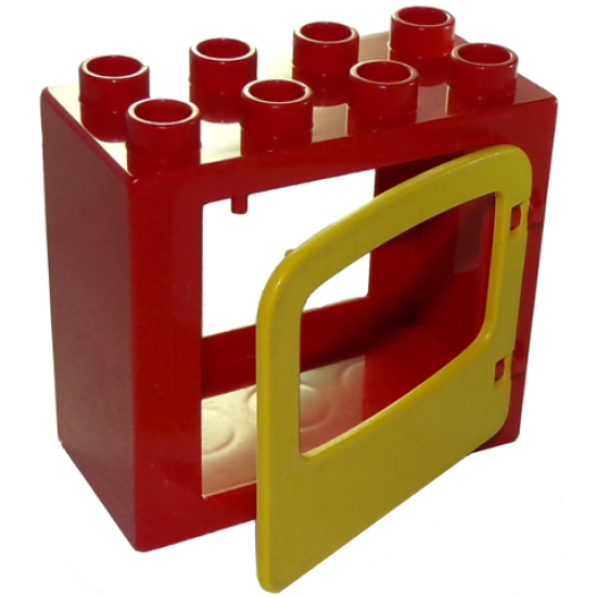 Duplo, Building Door / Window Frame 2 x 4 x 3 Flat Front Surface with Yellow Duplo Door / Window (4253 / 4247)