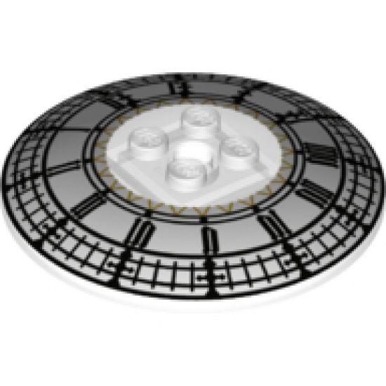 Dish 6 x 6 Inverted (Radar) - Solid Studs with Big Ben Clock Face Pattern