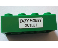 Brick 2 x 4 with 'EAZY MONEY OUTLET' on White Background Pattern (Sticker) - Set 71016