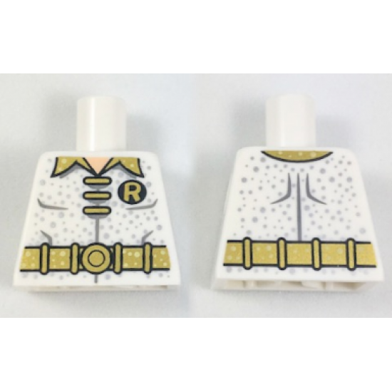 Torso Batman 'R' Symbol, 3 Gold Clasps and Collar and Belt and Silver Dots Pattern