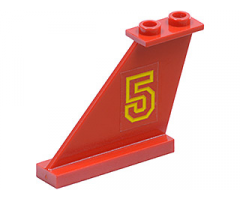 Tail 4 x 1 x 3 with Yellow Number 5 Pattern on Left Side (Sticker) - Set 6679