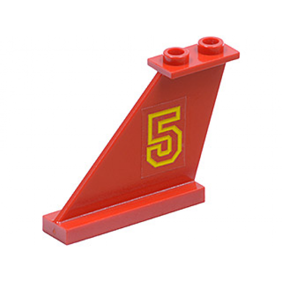 Tail 4 x 1 x 3 with Yellow Number 5 Pattern on Left Side (Sticker) - Set 6679