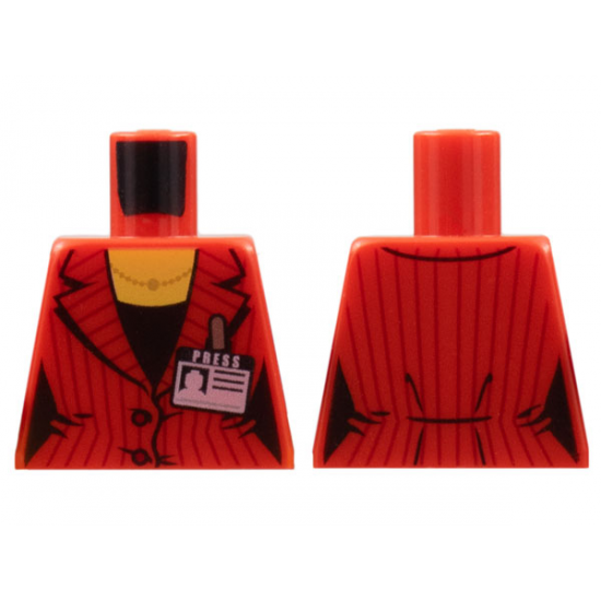 Torso Suit Jacket, Two Buttons, Necklace, Press Pass and Back Print Pattern