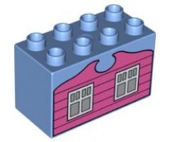 Duplo, Brick 2 x 4 x 2 with Windows and Clapboards Pattern