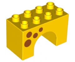 Duplo, Brick 2 x 4 x 2 Arch with Dark Orange Spots Pattern on Both Sides