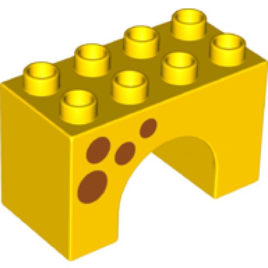 Duplo, Brick 2 x 4 x 2 Arch with Dark Orange Spots Pattern on Both Sides