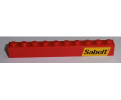Brick 1 x 10 with Black 'Sabelt' on Yellow Background Pattern Model Right Side (Sticker) - Set 8143