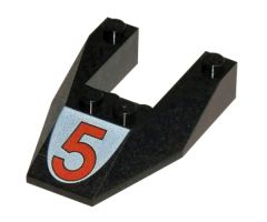 Wedge 6 x 4 Cutout without Stud Notches with Red Number 5 Pattern