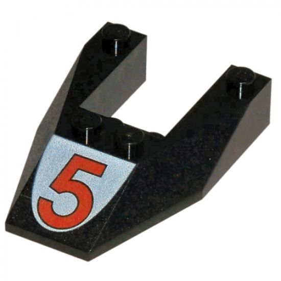 Wedge 6 x 4 Cutout without Stud Notches with Red Number 5 Pattern