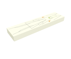 Tile 1 x 4 with Gray, Orange and Lime Green Lines Pattern