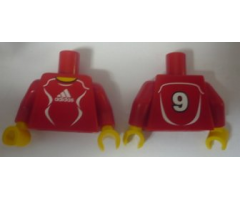 Torso Soccer Adidas Logo, Red and White No. 9 Pattern (Stickers) / Red Arms / Yellow Hands