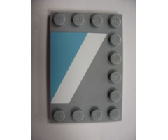 Tile, Modified 4 x 6 with Studs on Edges with White Diagonal Stripe Left and Maersk Blue Pattern (Sticker) - Set 10219