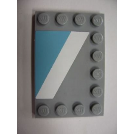 Tile, Modified 4 x 6 with Studs on Edges with White Diagonal Stripe Left and Maersk Blue Pattern (Sticker) - Set 10219