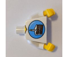 Torso V-Neck with Birthday Cake Slice in Blue Circle Pattern / White Arms / Yellow Hands