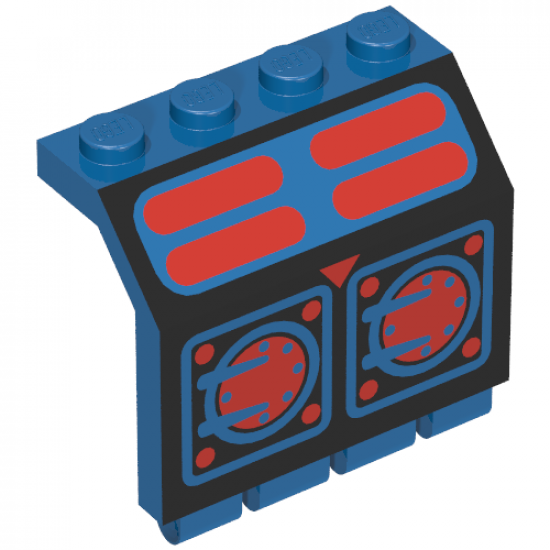 Panel 2 x 4 x 3 1/3 with Hinge with Blue Aquazone Pattern