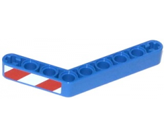 Technic, Liftarm 1 x 9 Bent (6 - 4) Thick with Red and White Danger Stripes Pattern Model Left (Sticker) - Set 42024
