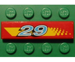 Tile 1 x 4 with '29' and Yellow Stripe (Dot Fade on Right) Pattern (Sticker) - Set 8829