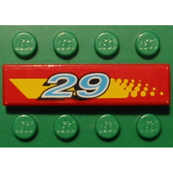 Tile 1 x 4 with '29' and Yellow Stripe (Dot Fade on Right) Pattern (Sticker) - Set 8829