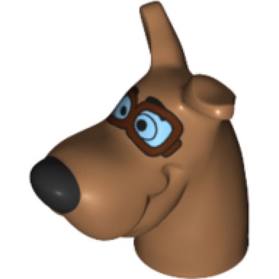 Animal, Body Part Dog Head Great Dane Scooby-Doo with Black Nose and Reddish Brown Pilot Goggles Pattern