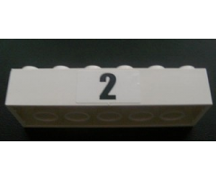 Brick 2 x 6 with Black '2' Pattern (Sticker) - Set 8672